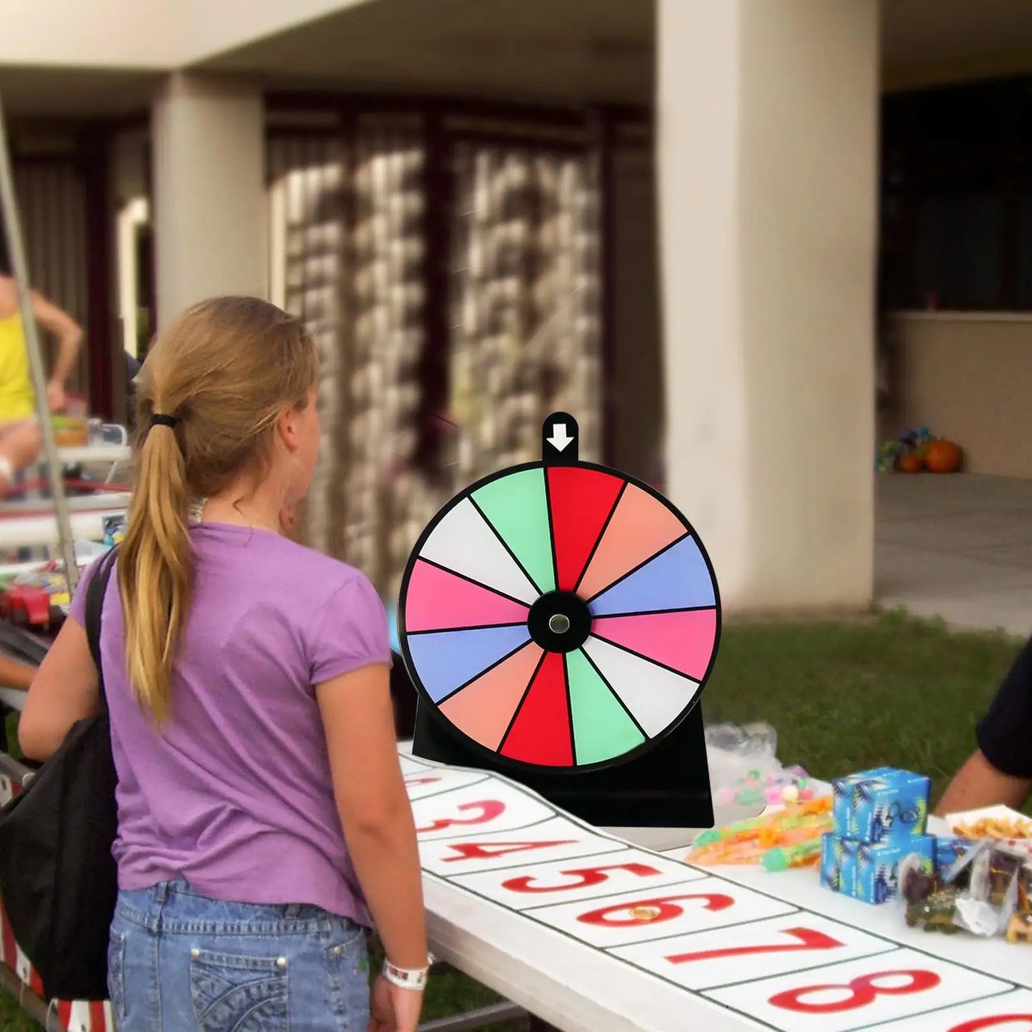 Prize Wheel Spinner with Stand Erasable Game Wheel with 12 Slots Roulette Board Doodle fun Game Fortune for Corporate Events