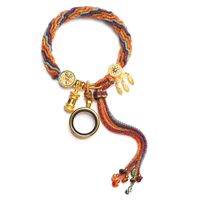 Hand-woven Tibetan Style Bracelet Zakiram Bracelet Green Tara Five Master Thangka Bracelet Tibetan Bracelet For Women Men