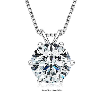 RAPRGOLD Certified 0.5-5ct Moissanite Pendant Necklaces S925 Sterling Silver Solitaire Necklace Chains For Women Jewellry Gifts