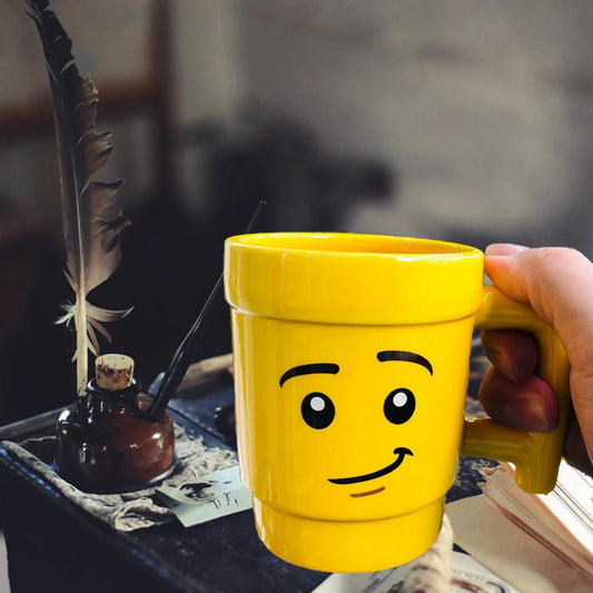 Cartoon Yellow Ceramic Mug Cup 250ML LEGO Head Pattern Coffee Tea