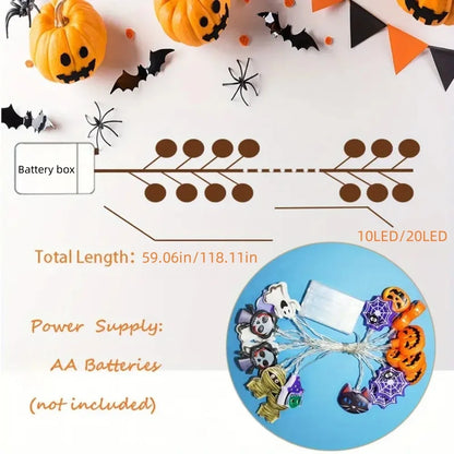 1PC 1.5M10LED/3M20LED Halloween Battery LED String Halloween Decor