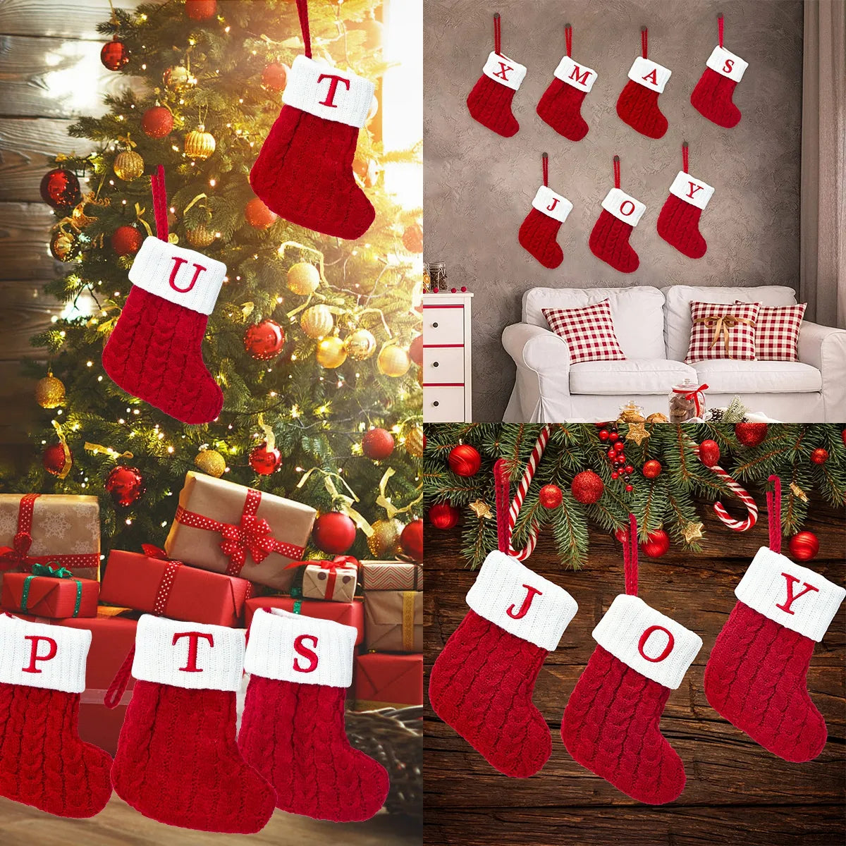 Christmas Socks Name Letter Decor Xmas Gift