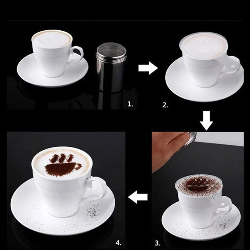 Christmas Cappuccino Mold Coffee Printing Model Cake Powdered Sugar Chocolate Cocoa