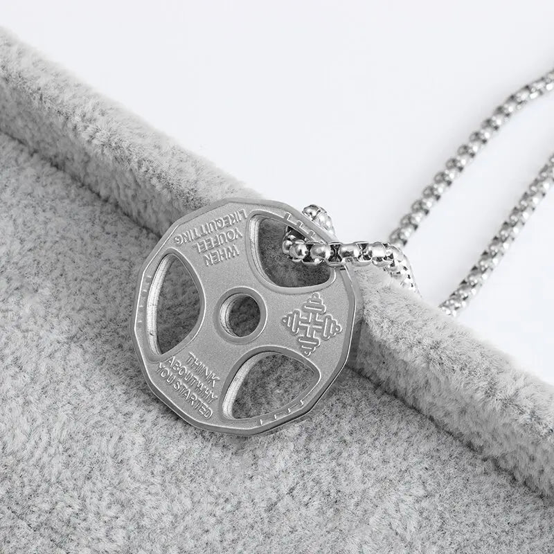 Titanium Steel Dumbbell Pendant Necklace Barbell Fitness Pendant Unisex Sports Jewelry