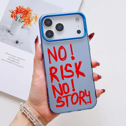 INS No Risk No story Phone Case For iPhone 17 16 15 14 13 12 11 Pro Max Air Matte Laser Aurora Shockproof Funda