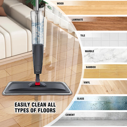 DayPlus 360° Spray Mop with 3 Microfibre Pads and Window Scraper NEW