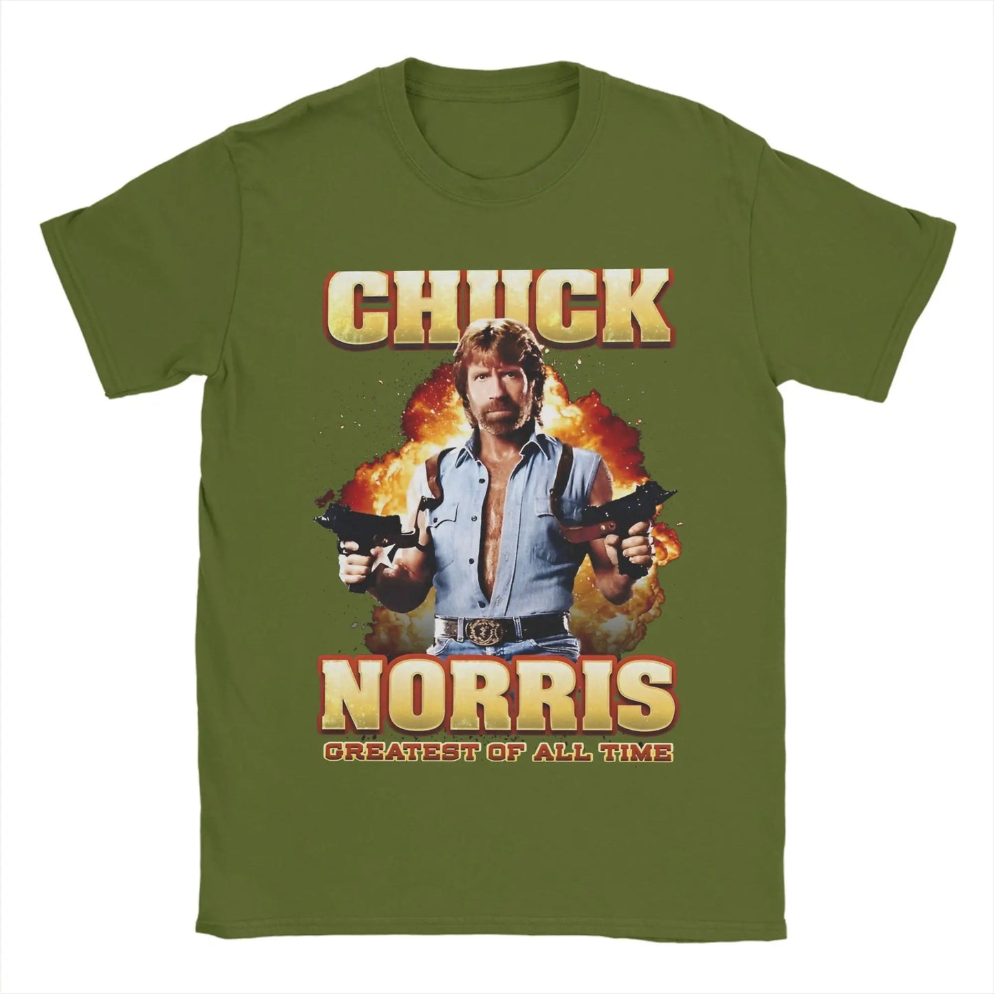 Men Women Printed Chuck Norris Greatest of all Time T Shirt Tee Pure Cotton  T-shirts Clothes