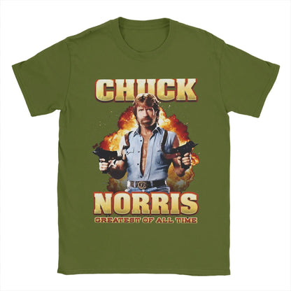 Men Women Printed Chuck Norris Greatest of all Time T Shirt Tee Pure Cotton  T-shirts Clothes