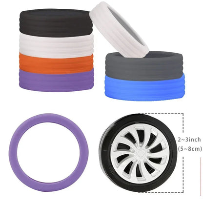 8PCS Silicone Wheels Protector For Luggage Chair Reduce Noise Trolley Case