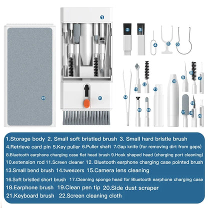 22-in-1 Multi-Function Cleaning Kit  for iPhone AirPods PC Keyboard Phone Headphone