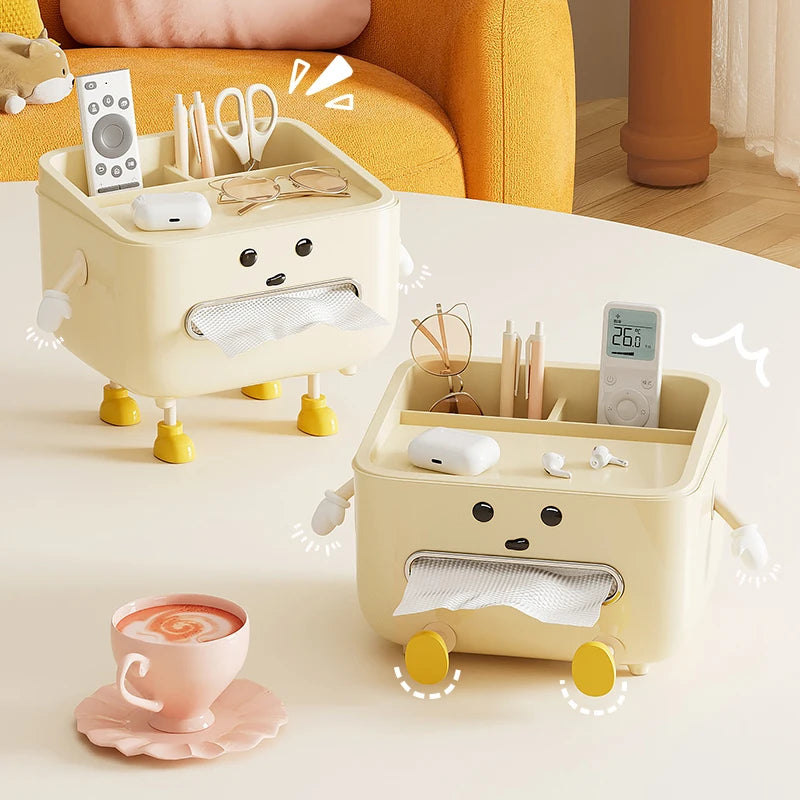 UFORU Back to School Paper Towel Box Household Living Room Bedroom Bedside Multi-Function Student Dorm Desktop Organizer Box