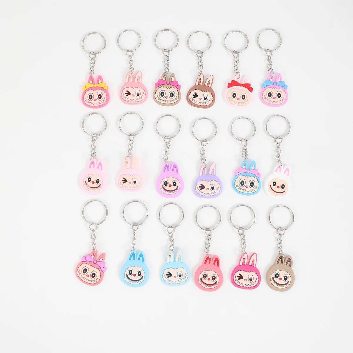 18Pcs LABUBU Cute PVC Key Rings: Cartoon Character Delights