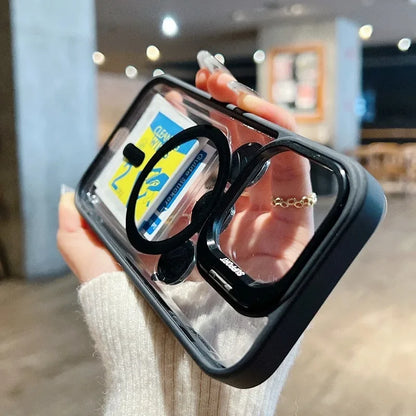 Fashion For Magsafe Stand Glass Lens Protector Case For iPhone 16 15 14 13 11 12 Pro Max 16 Plus Magnetic Shockproof Back Cover