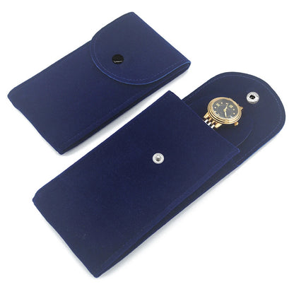 Single Watch Storage Pouch Soft Velvet Travel Case Protective Cushion