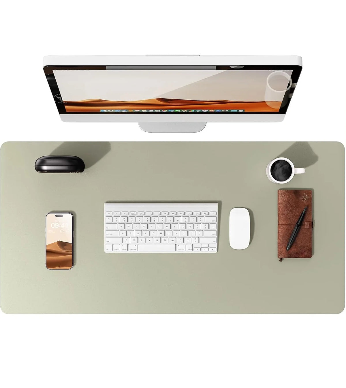 Mouse Pad Office Desk Mat Leather Desk Pad Protector Non-Slip PU Leather Desk Blotter