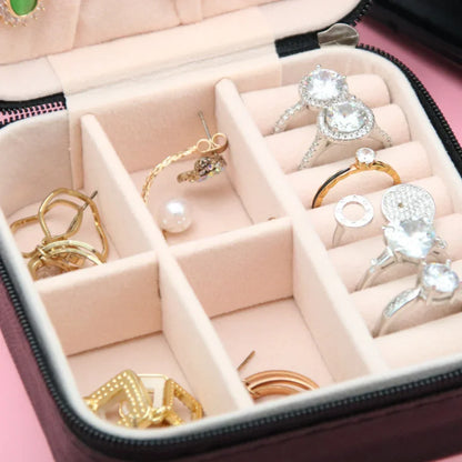 Mini Jewelry Organizer Display Travel Jewelry Zipper Case Box