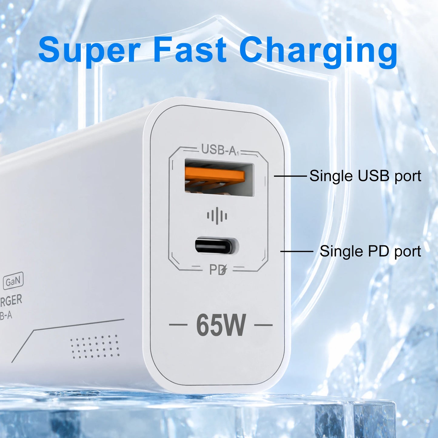 65W USB C Charger 2-Port Phone Charger For iPhone Samsung Xiaomi Type C EU/US Plug Wall Charger