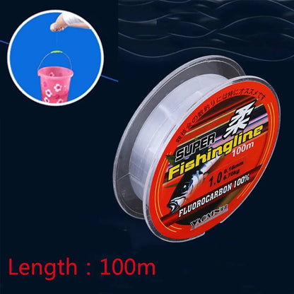 100M Super Strong Line 100% Fluorocarbon Monofilament Nylon Fishing Line