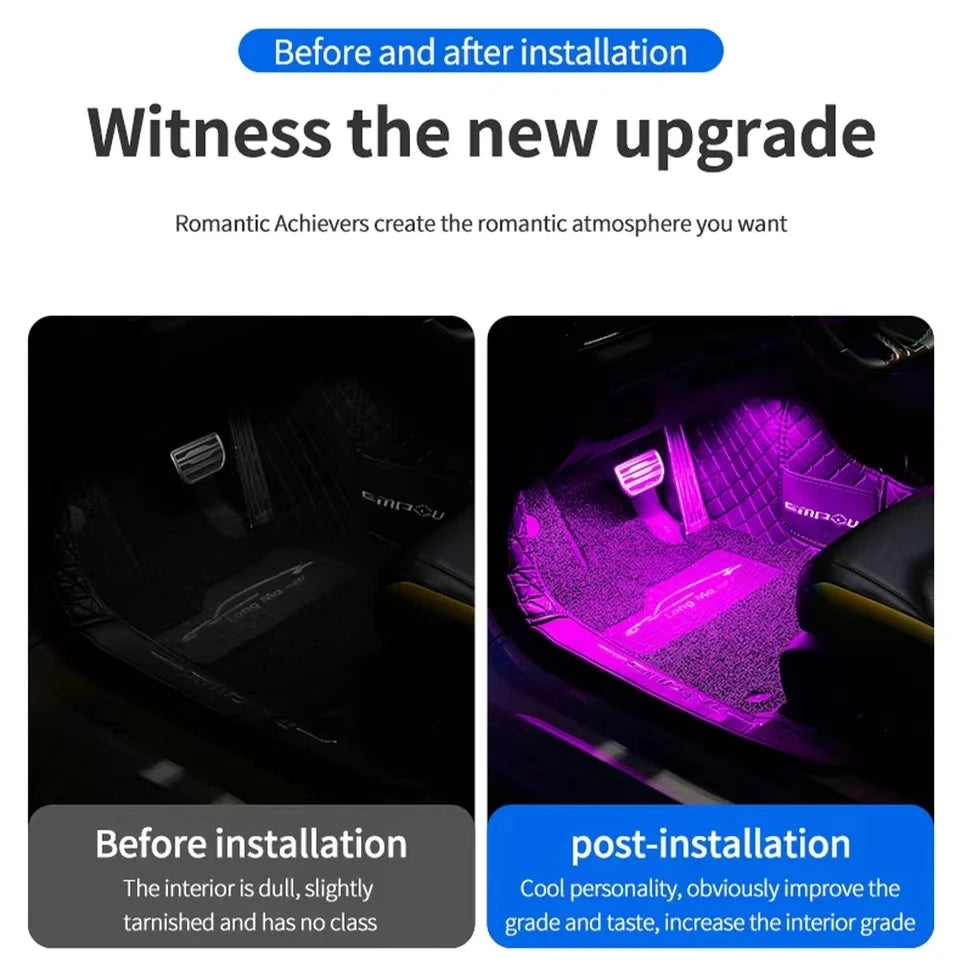 LED Car Interior Ambient Foot Light USB