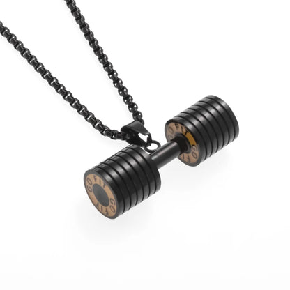 Titanium Steel Dumbbell Pendant Necklace Barbell Fitness Pendant Unisex Sports Jewelry