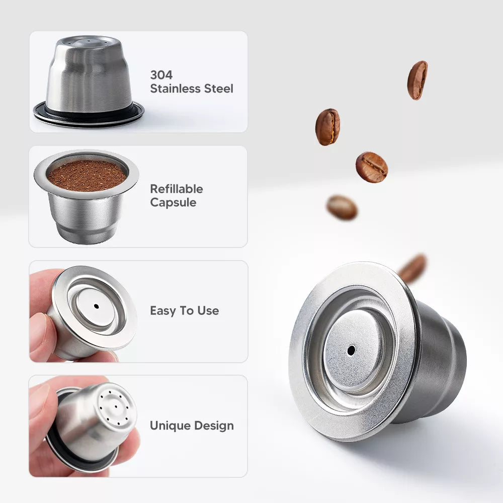 Reusable Nespresso Coffee Tea Capsules Steel Refillable