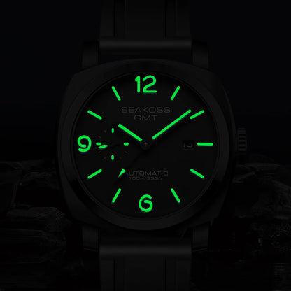 SEAKOSS GMT Diving Automatic Seagull 316L Super Luminous Calendar 10Bar