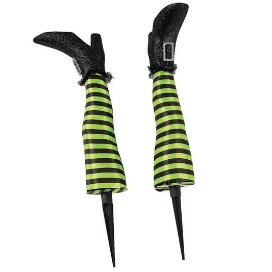 2pcs Halloween Evil Witch Legs Prosthetic Ornament Outdoor Yard Garden Patio Lawn Stake Halloween Party Decoration Props