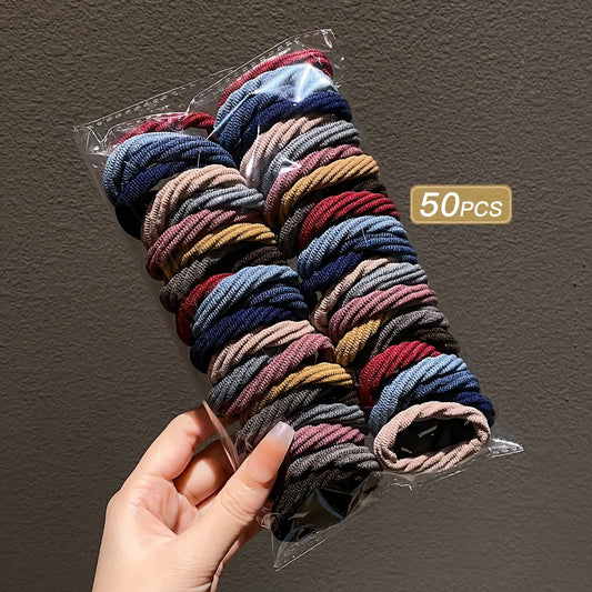 Hair Ties 50pcs Mixed Color Simple Hair Ties Unisex Hair Accessories