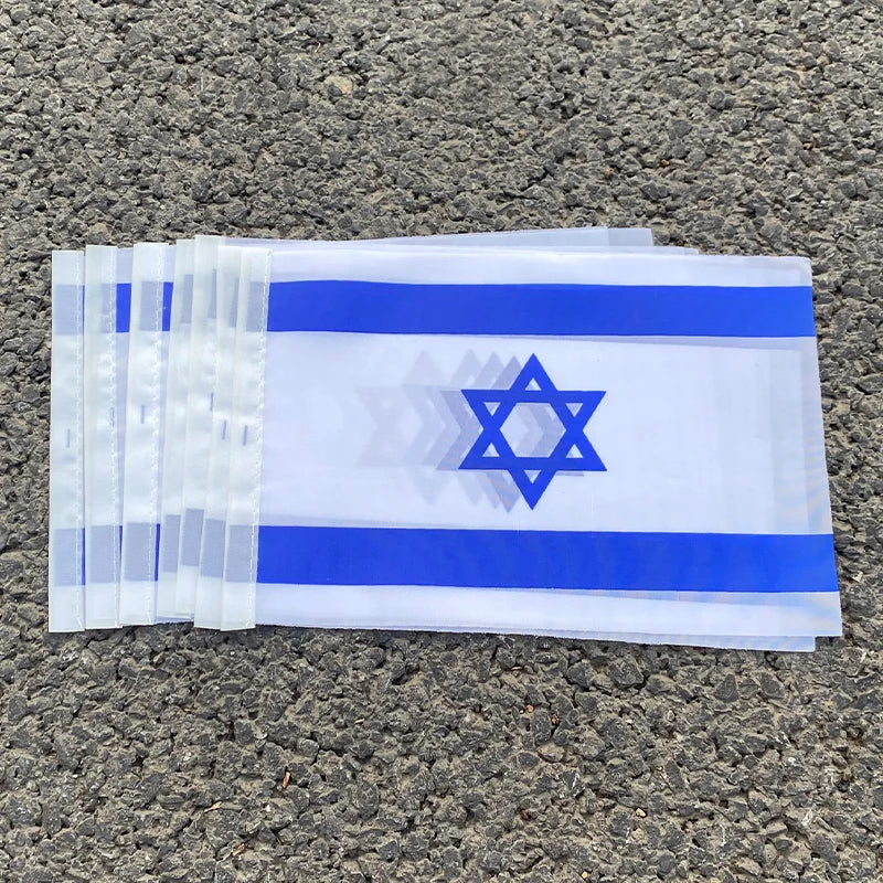 14x21CM 50pcs Israel flag Israel hand flags PVC Pole