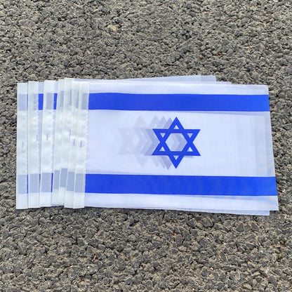 14x21CM 50pcs Israel flag Israel hand flags PVC Pole