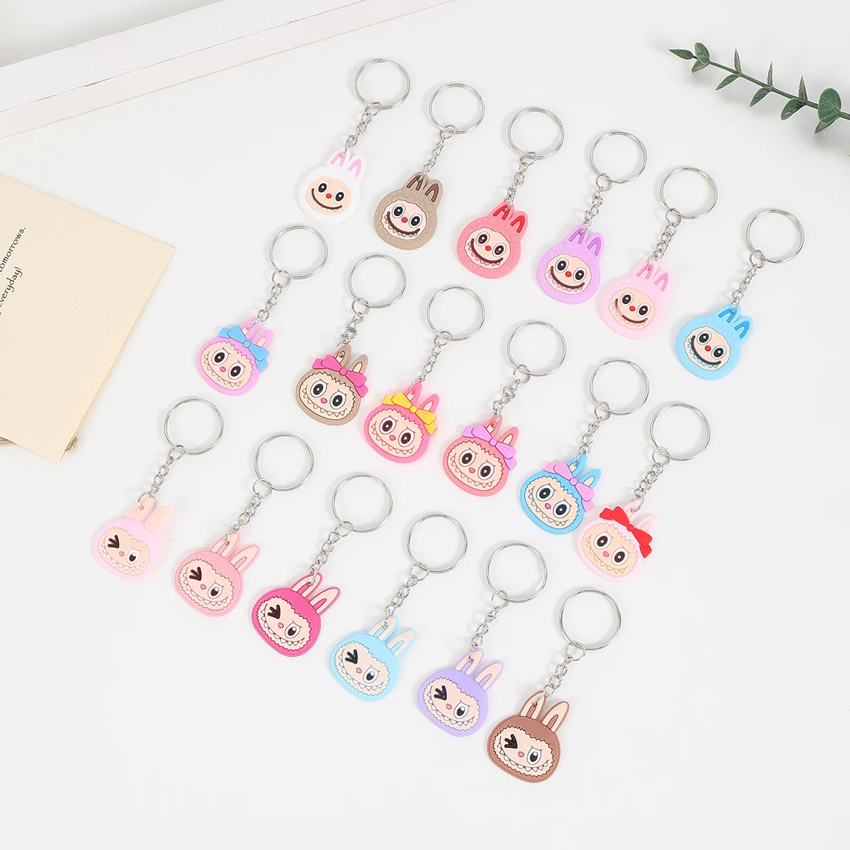 18Pcs LABUBU Cute PVC Key Rings: Cartoon Character Delights