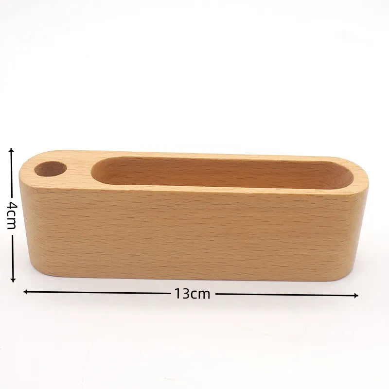 Wood Desktop Business Card Display Stand 3 Compartment Office