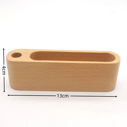 Wood Desktop Business Card Display Stand 3 Compartment Office