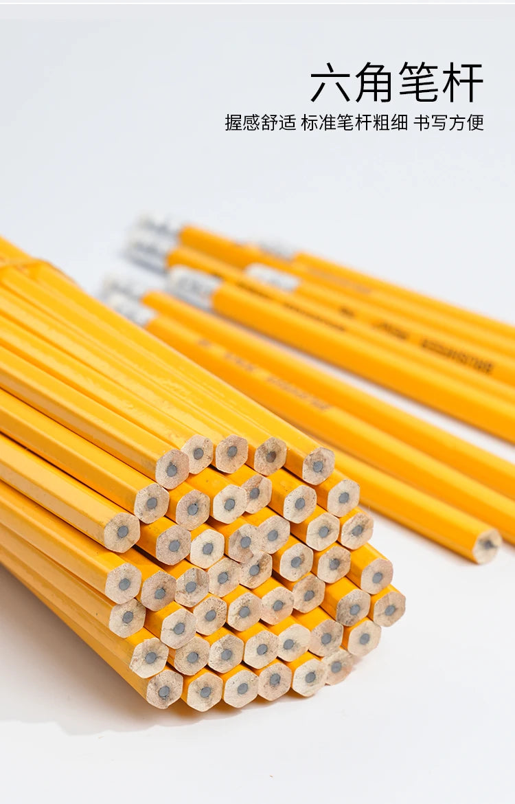 Yellow Wooden HB Pencils with Erasers for Office Art Drawing Pack of 100/50/30/20/10 Pcs