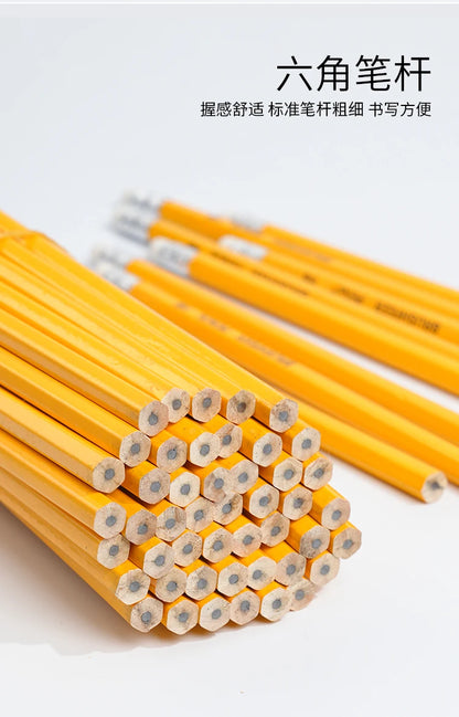 Yellow Wooden HB Pencils with Erasers for Office Art Drawing Pack of 100/50/30/20/10 Pcs