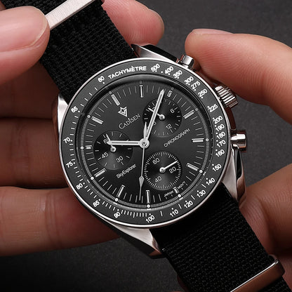 Men Watches Quartz Sapphire AR Coated Crystal Canvas VK68 Chronograph
