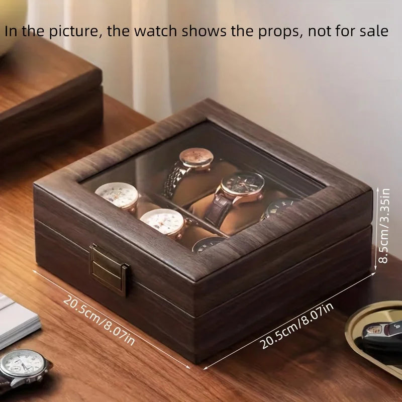 Watches Collection Elegant 6-Slot Watch Box Luxury Wood Grain Finish