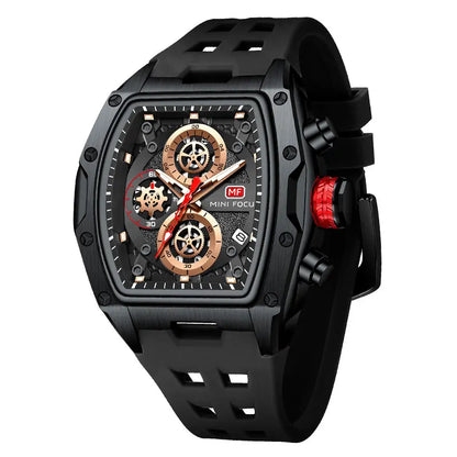 Gold & Blue Quartz Watch Chronograph Wristwatch Luminous Hands