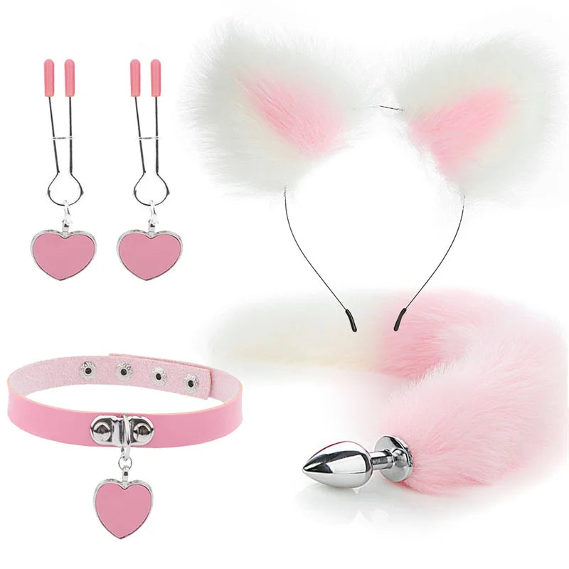 Sexy Fox Tail Butt Plug Sexy Plush Cat Ear Headband For Women Couples