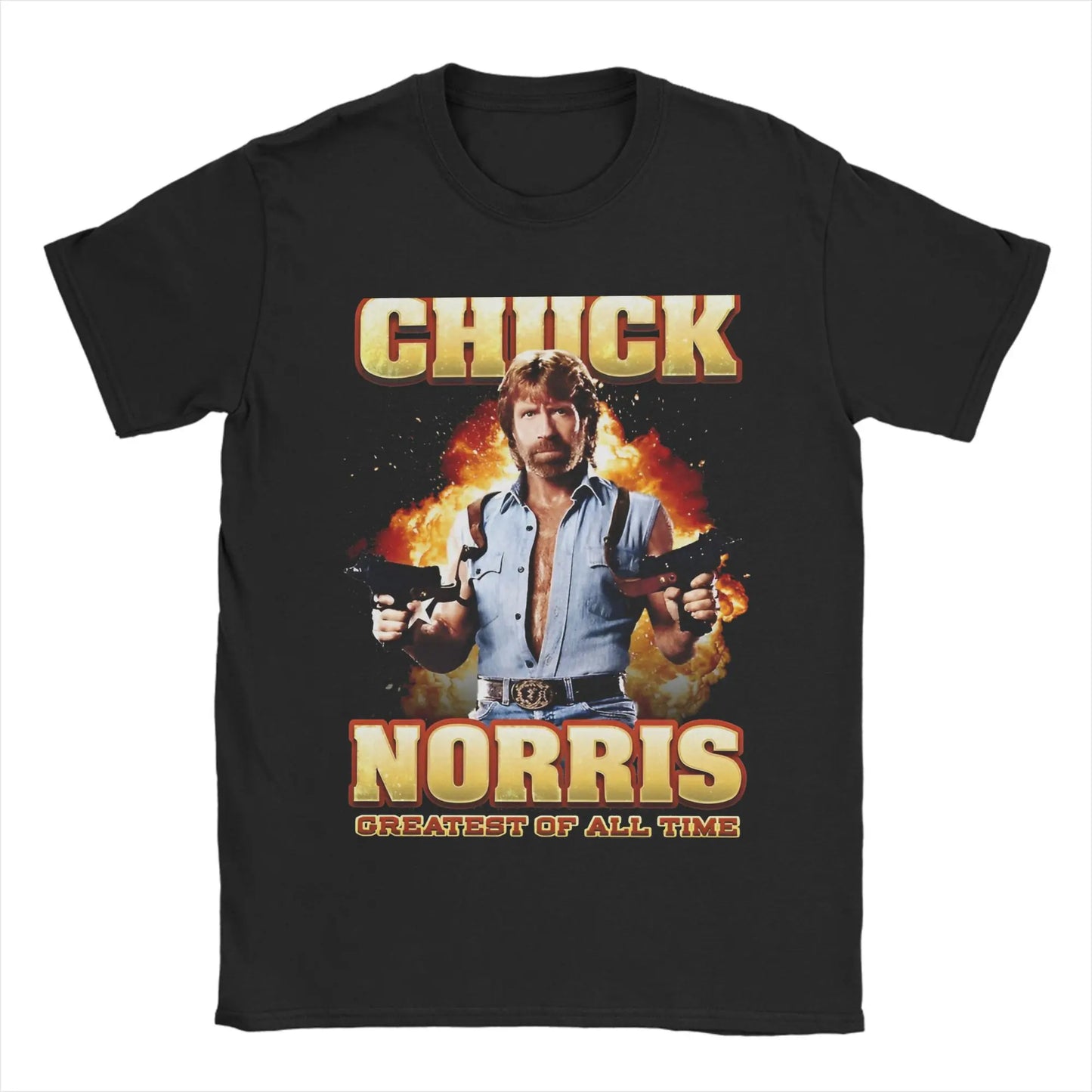 Men Women Printed Chuck Norris Greatest of all Time T Shirt Tee Pure Cotton  T-shirts Clothes