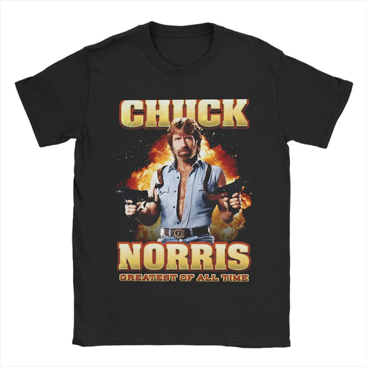 Men Women Printed Chuck Norris Greatest of all Time T Shirt Tee Pure Cotton  T-shirts Clothes