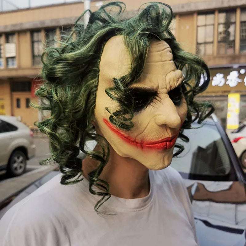 The Dark Knight Joker Cosplay Mask Halloween Party Unisex Adult Latex Mask Head Cover Party Performance Stage Props