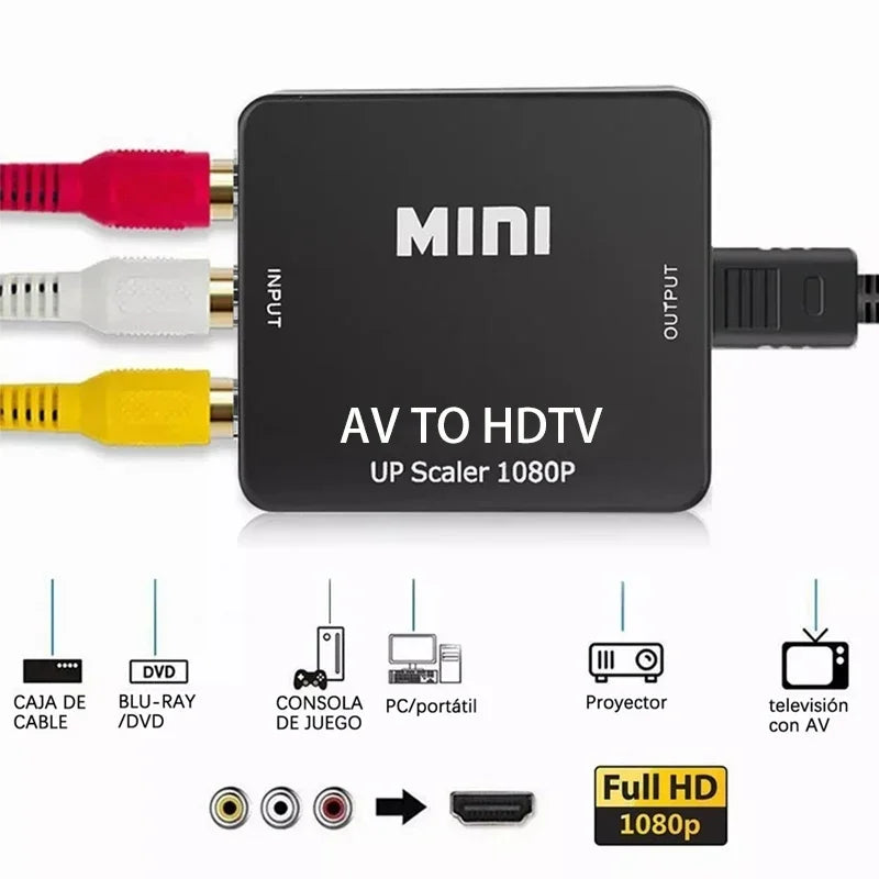 AV TO HDMI-compatible Adapter 1080P Video Composite Converter AV2HDMI-compatible RCA To HDTV CVSB L R Video Scaler Converter Box