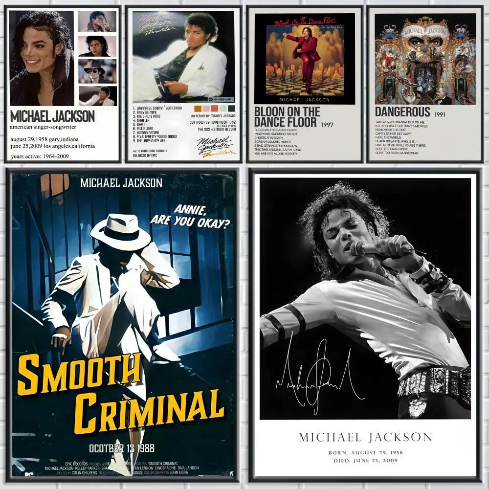 M-Michael J-Jackson Singer Album Poster Room Wall Art Decor Waterproof Stickers For Home Bar Bedroom Decoration