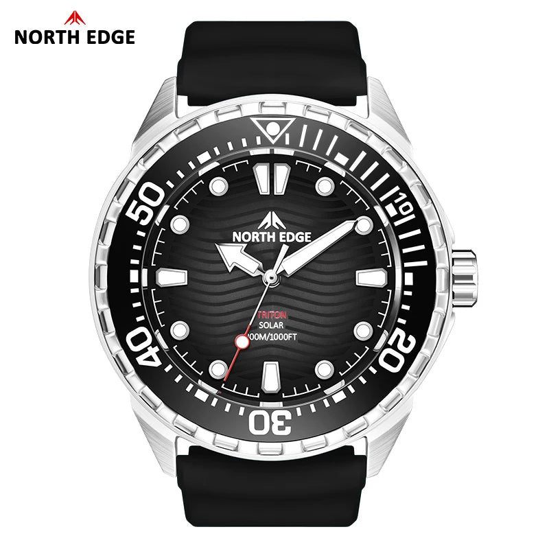 TRITON Solar Powered Dive Watch Quartz 316L Stainless Steel Waterproof