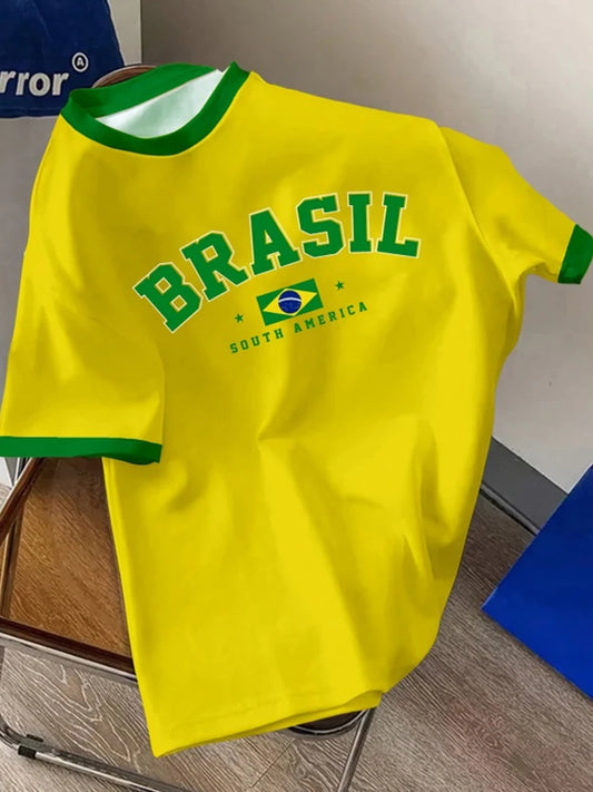 Brazil Flag 3D Printed T Shirt For Men Women Brazilian Sports Pattern T-Shirts Summer Fashion Casual O-Neck Loose Cosplay Tees