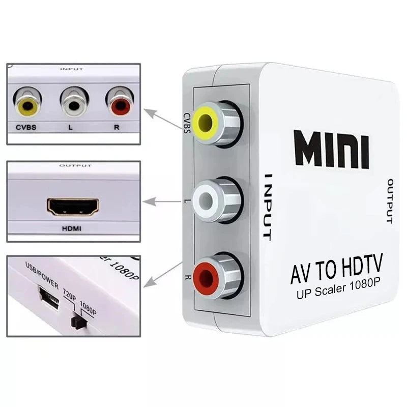AV TO HDMI-compatible Adapter 1080P Video Composite Converter AV2HDMI-compatible RCA To HDTV CVSB L R Video Scaler Converter Box