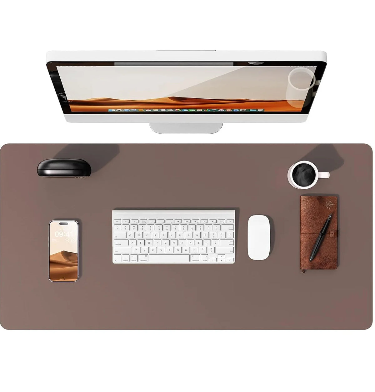 Mouse Pad Office Desk Mat Leather Desk Pad Protector Non-Slip PU Leather Desk Blotter