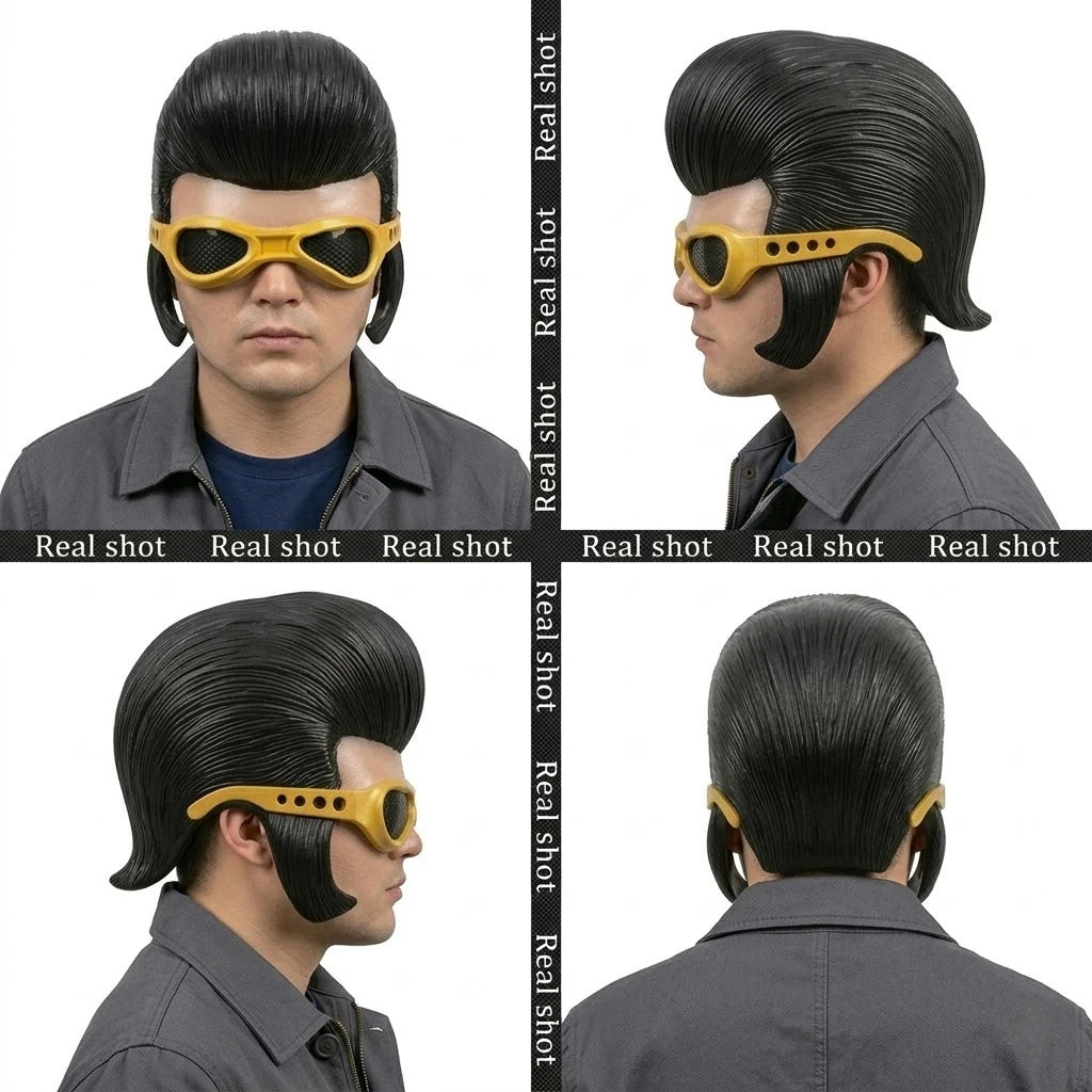 Tony Pitony REAL Elvis Half Face Mask Latex Retro Costume Accessory Singer Fan