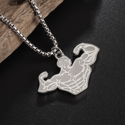 Titanium Steel Dumbbell Pendant Necklace Barbell Fitness Pendant Unisex Sports Jewelry